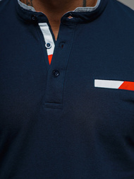 Koszulka męska polo ze stójka granatowa OZONEE O/DA711