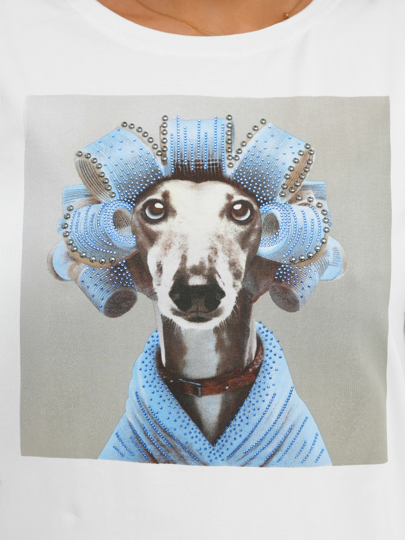 T-shirt damski z nadrukiem biało-szary OZONEE JS/YJ77726