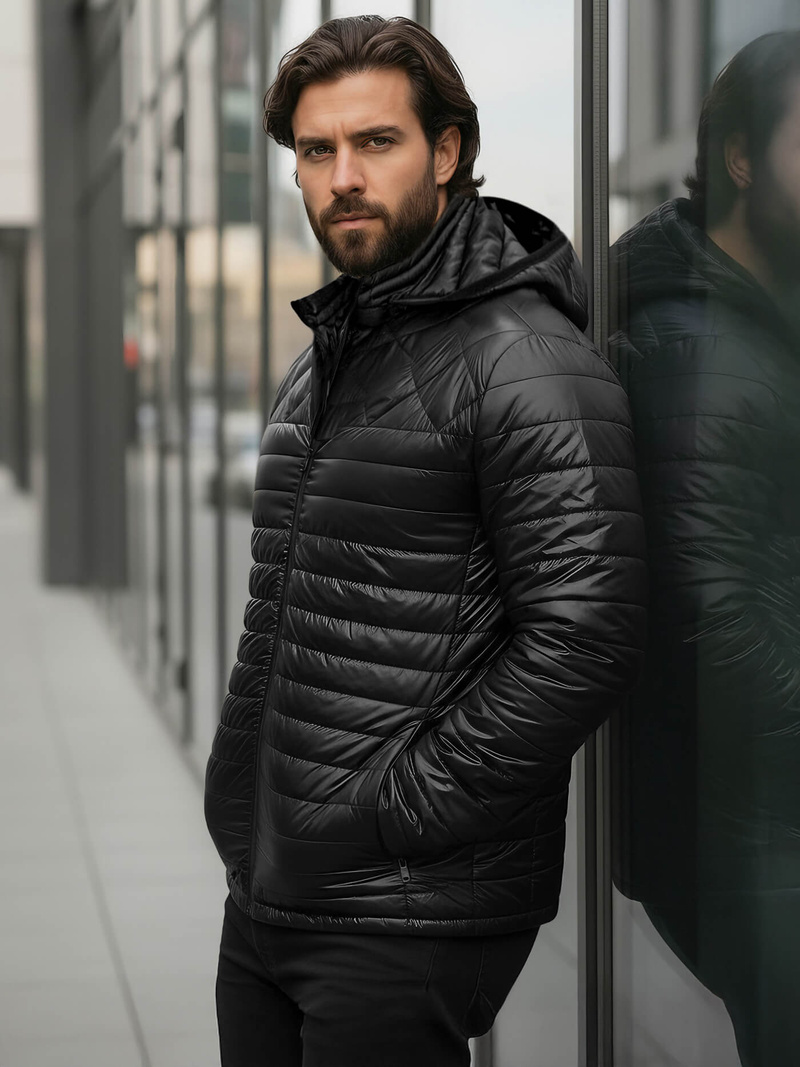 Kurtka męska pikowana czarna OZONEE JS/16M9328/392BZ