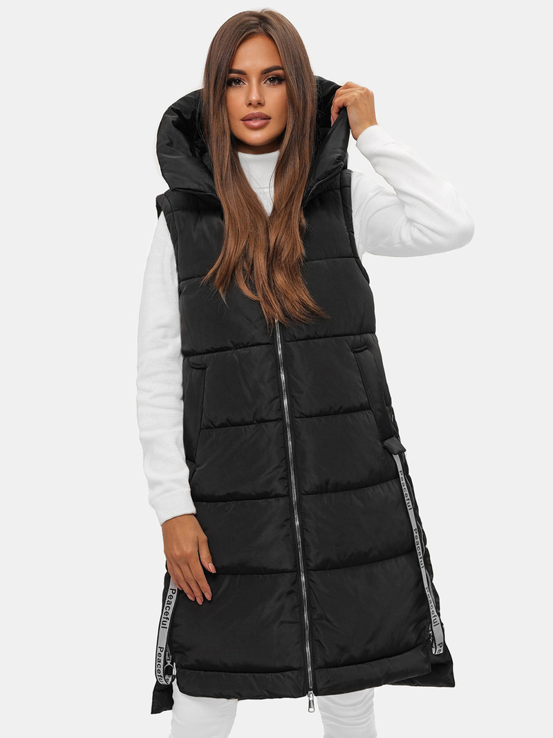 Стьобаний жіночий жилет чорний OZONEE O/DK113/1