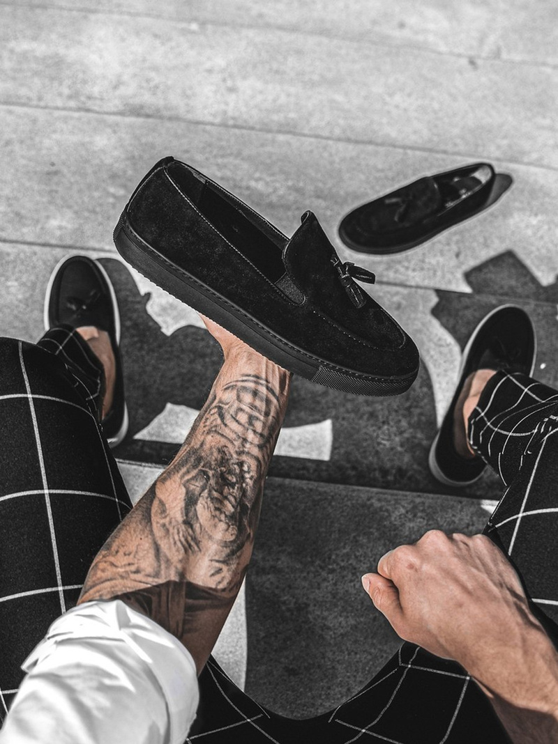 Buty męskie slip on czarne tam/475