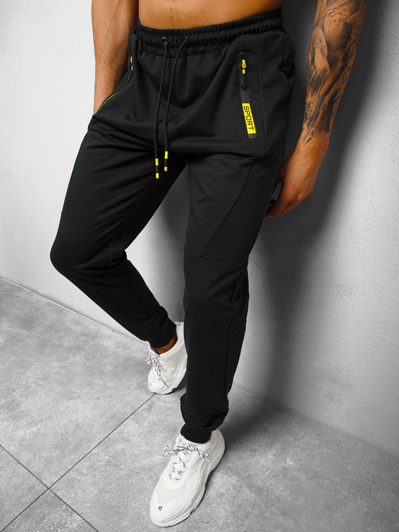 Spodnie dresowe męskie czarne OZONEE JS/68K10352