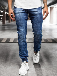 Spodnie jeansowe joggery męskie niebieskie OZONEE DR/TF084