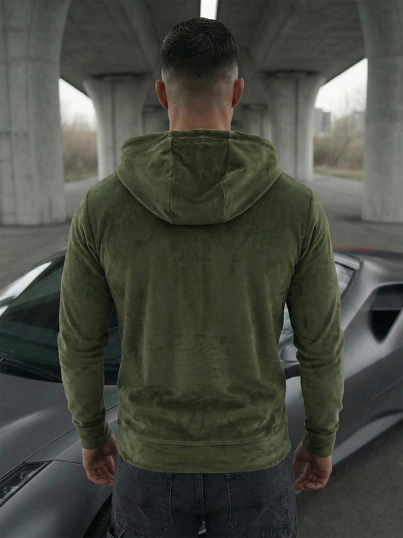 Bluza welurowa męska z kapturem khaki OZONEE JS/8B1168/29Z