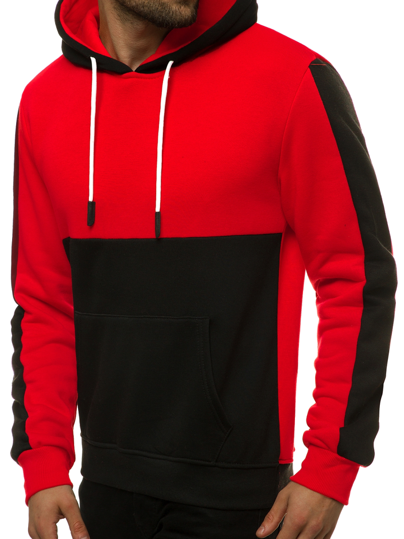 Bluza z kapturem męska czerwono-czarna OZONEE JS/KS2165