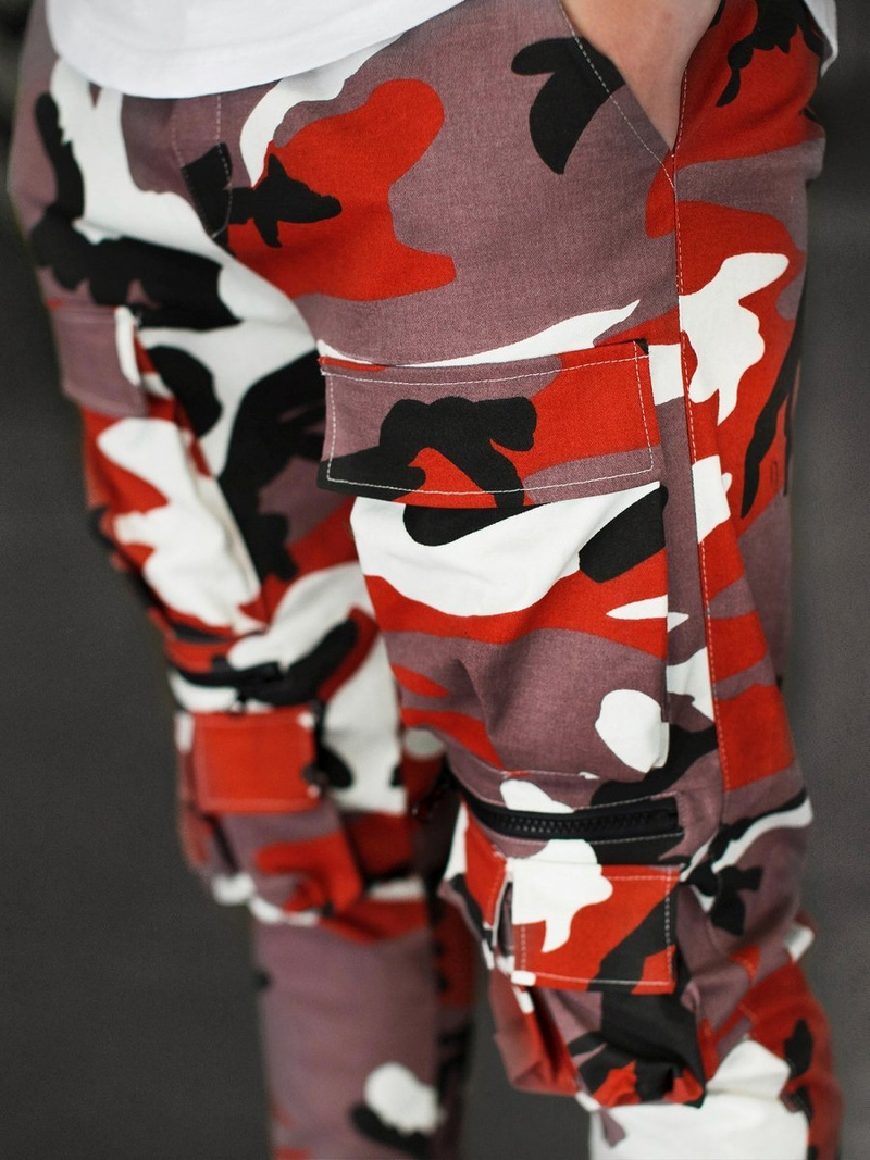 Spodnie męskie chino joggery bordowo-beżowe OZONEE G/2787