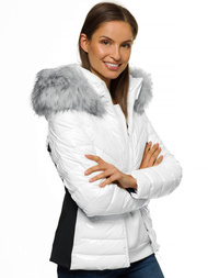 Kurtka zimowa damska z futerkiem biała OZONEE O/DK059/28