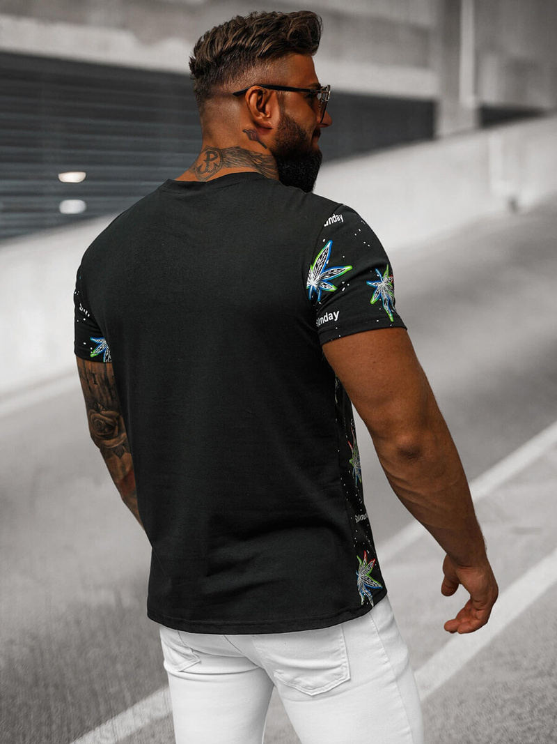 T-shirt męski czarny OZONEE O/T136/3