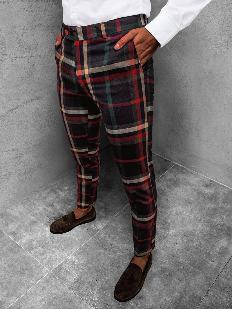 Штани чоловічі темно-синій червоний OZONEE DJ/5587