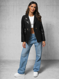 Жіноча шкіряна куртка Чорна OZONEE JS/11Z8121