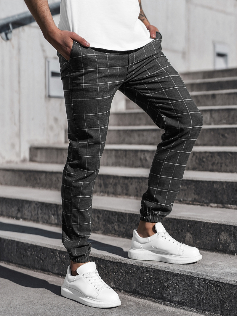 Spodnie męskie chino joggery czarne OZONEE DJ/2276/22Z