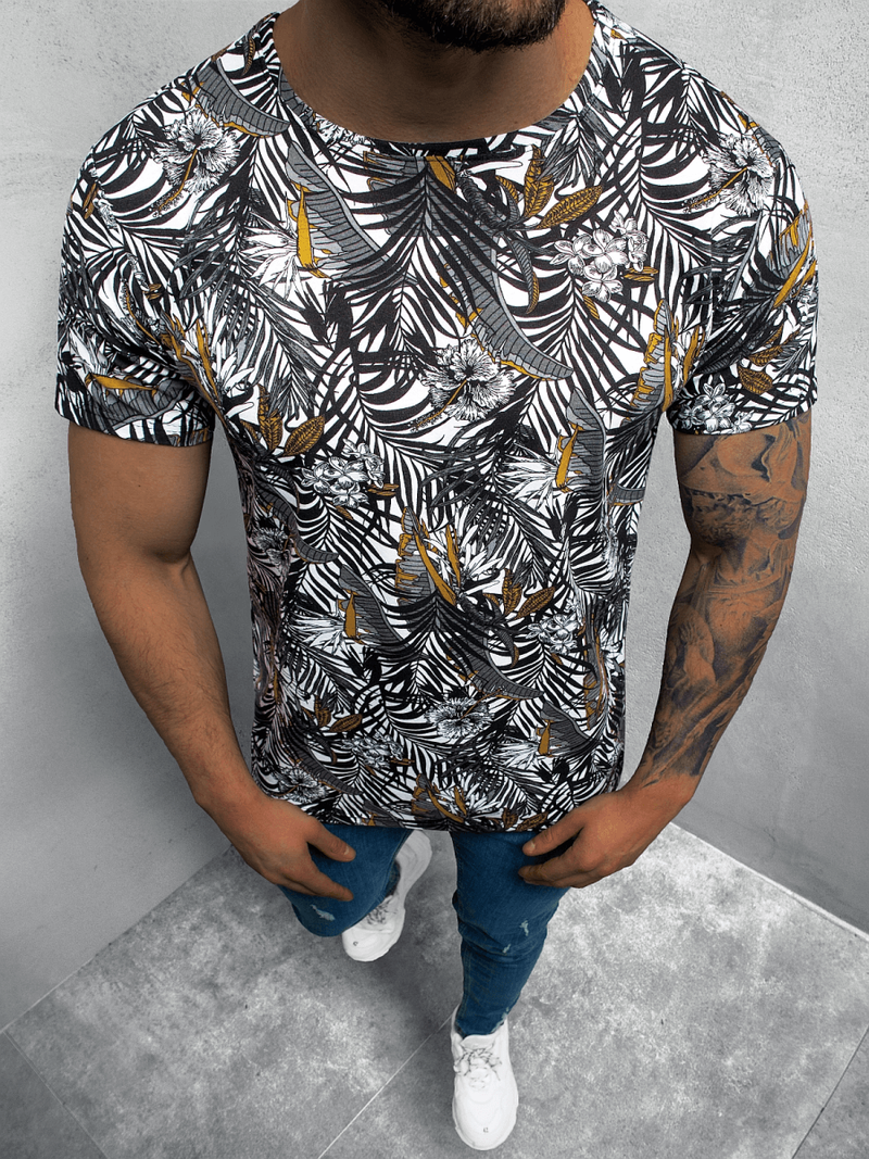 T-Shirt męski biało-czarny OZONEE O/BL61