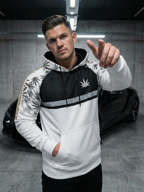 Bluza z kapturem męska biała OZONEE O/B268