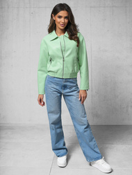 Жіноча шкіряна куртка м'ятна OZONEE O/G116