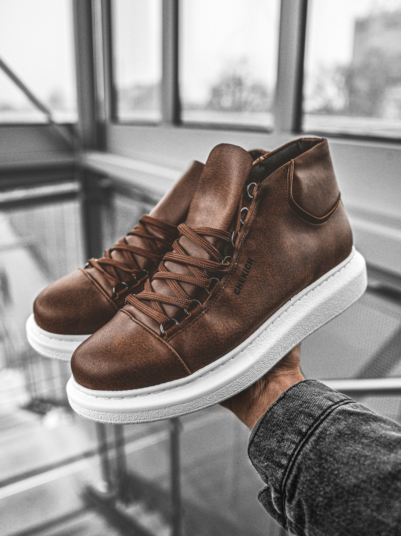 Sneakersy wysokie brązowo-białe OZONEE CH/258