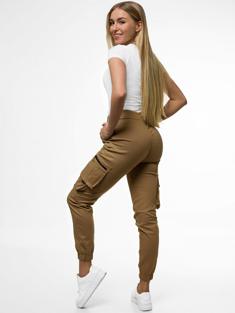 Spodnie damskie chino joggery camelowe OZONEE O/8060