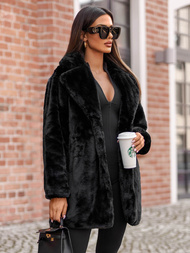 Kurtka zimowa damska z futerkiem czarna OZONEE JS/11Z8168