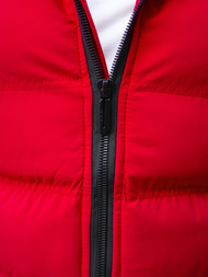 Kamizelka męska pikowana z kapturem czerwona OZONEE JS/5M758/270