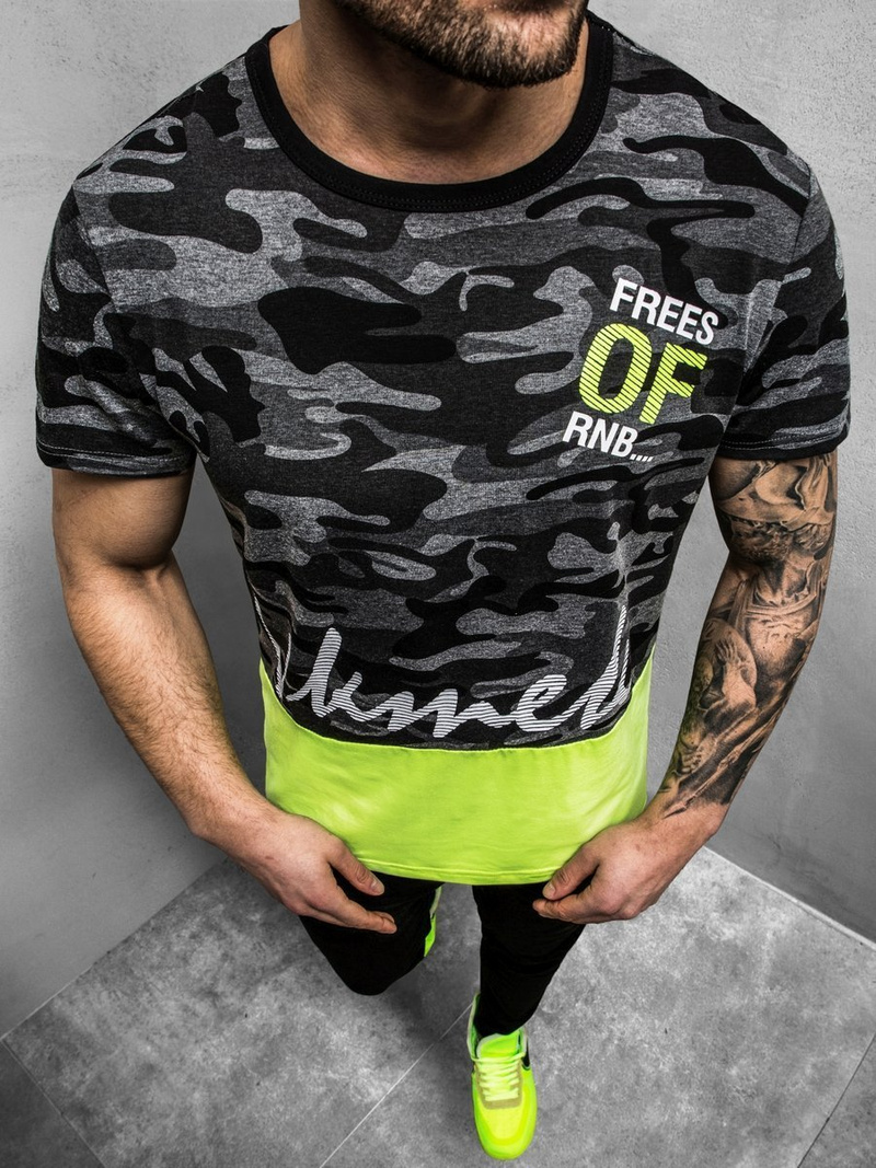 T-Shirt męski grafitowy OZONEE JS/SS10978Z