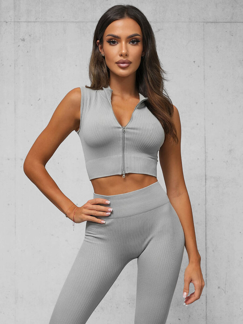 Жіночий спортивний костюм з двох частин ciрий OZONEE O/SY2317