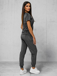 Komplet dresowy damski welurowy grafitowy OZONEE JS/35C1611/5