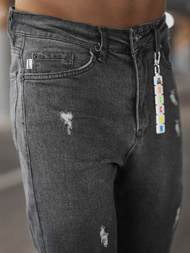 Spodnie jeansowe joggery męskie grafitowe OZONEE DO/6108/5