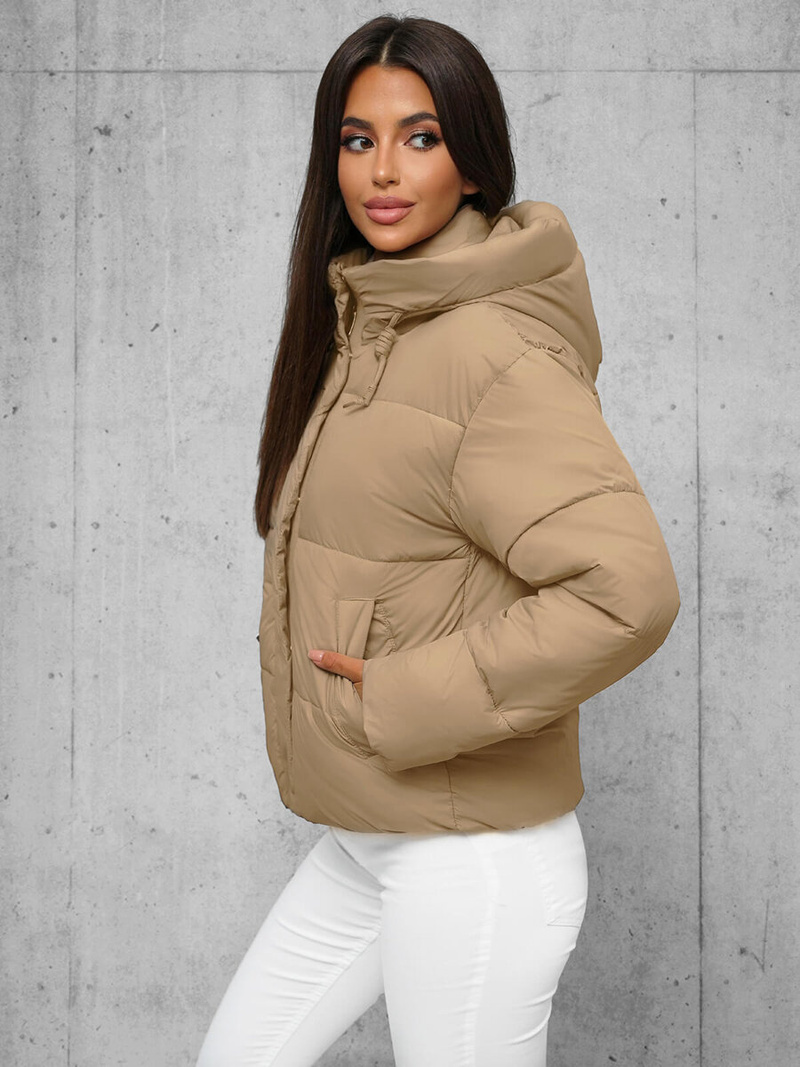 Kurtka zimowa damska pikowana beżowa OZONEE JS/16M9188/62