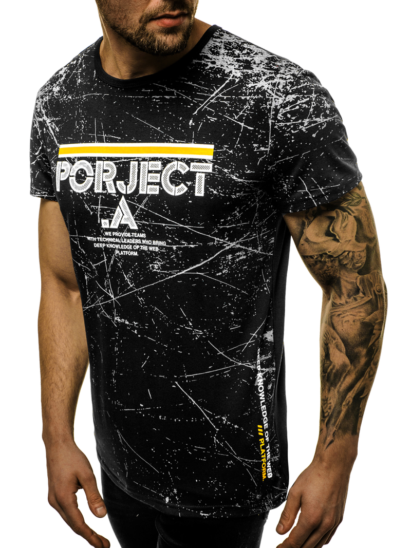 T-Shirt męski czarny OZONEE JS/SS10917