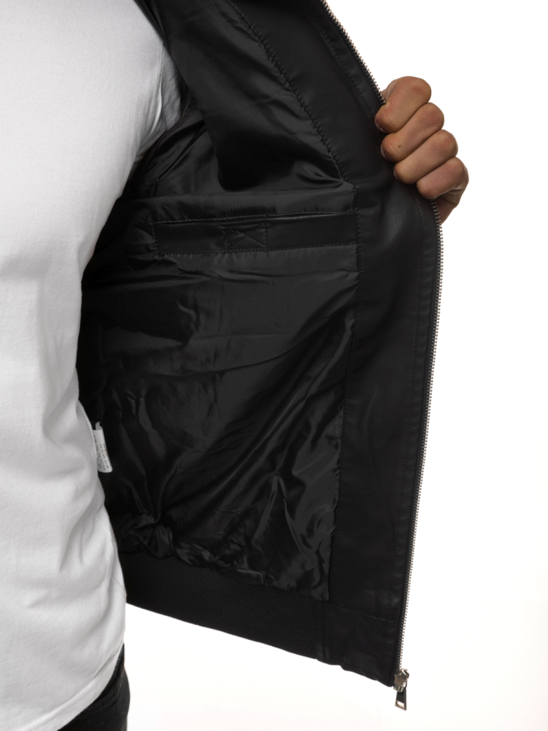 Kurtka skórzana męska czarna OZONEE JB/JP1123