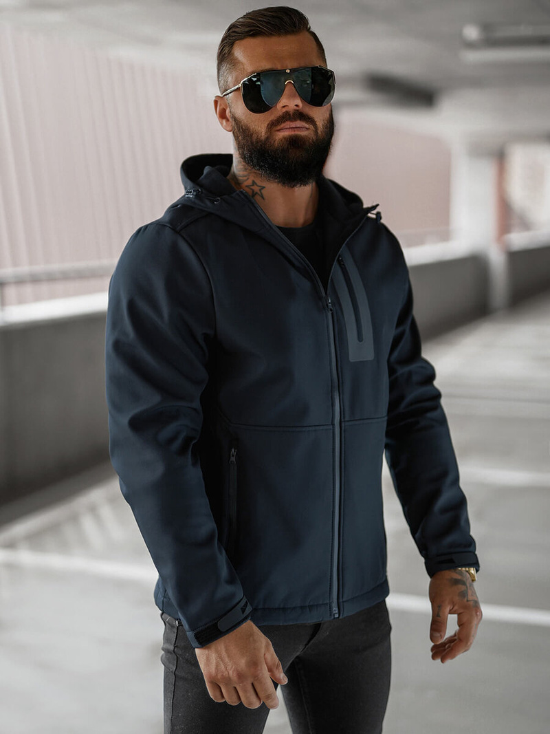 Kurtka softshell męska z kapturem granatowa OZONEE JS/27B6513/25Z