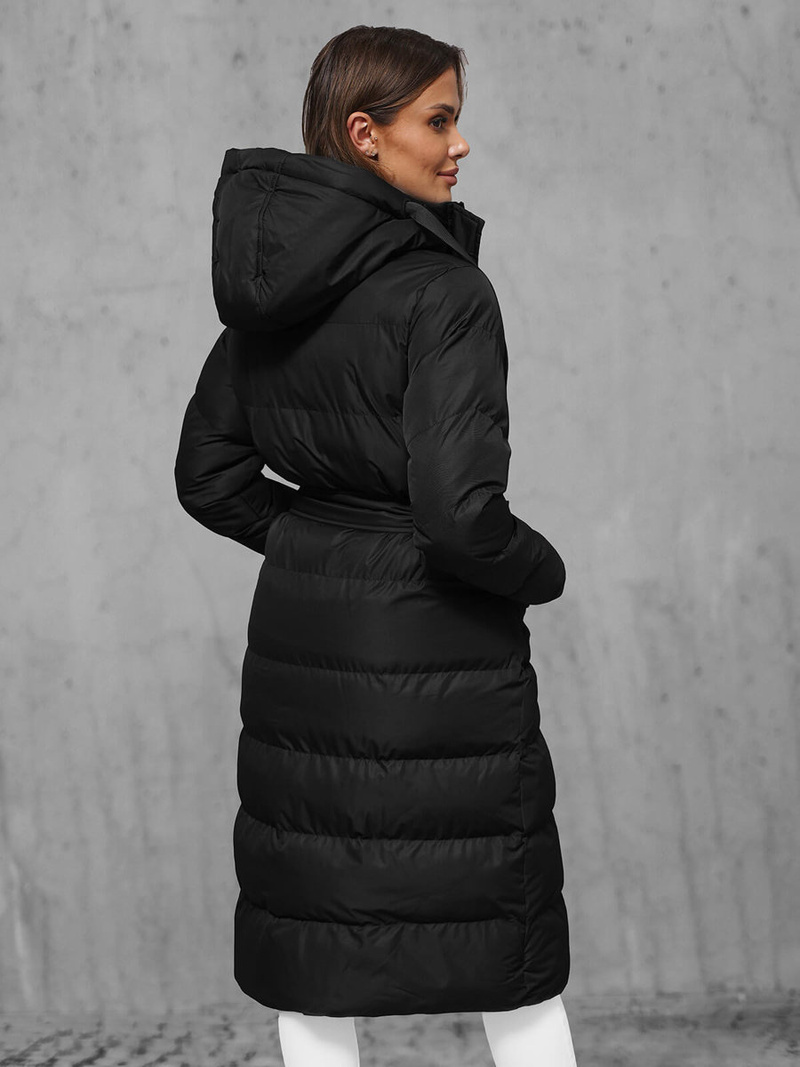 Płaszcz zimowy damski pikowany czarny OZONEE JS/5M3178/392