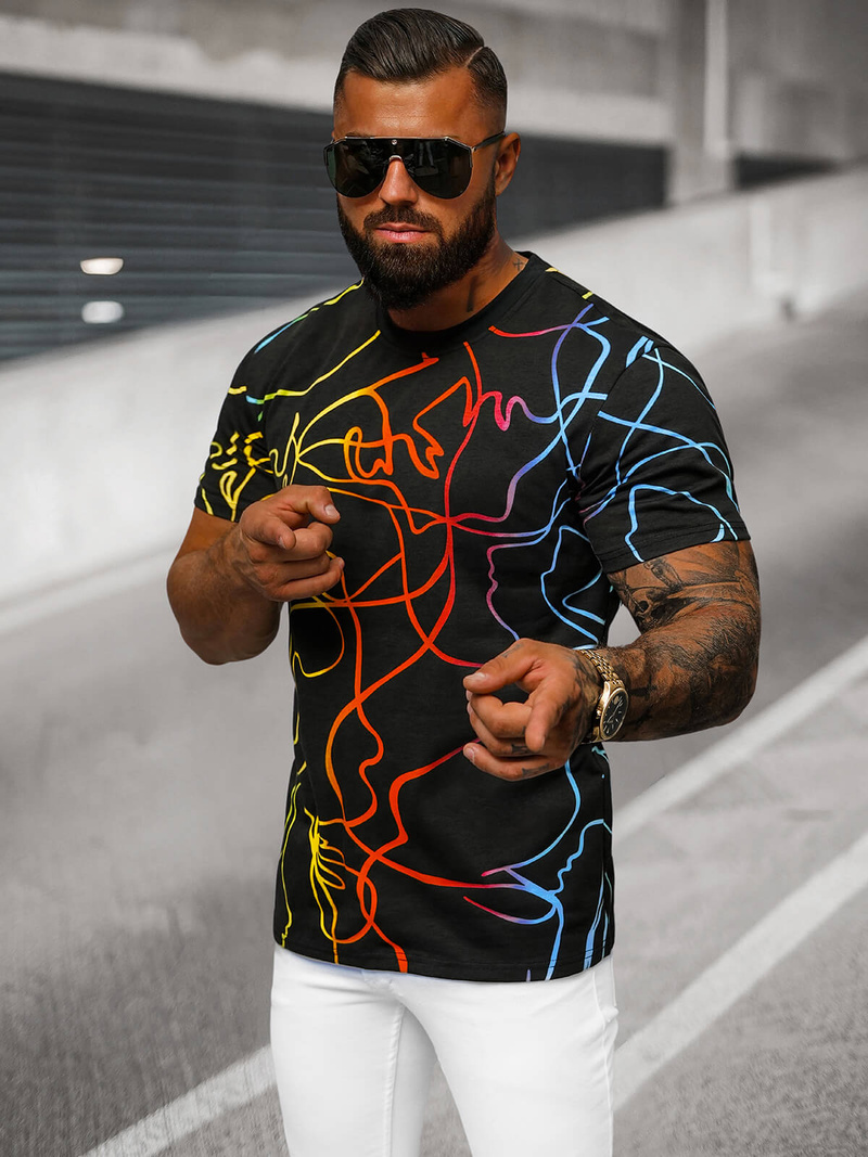 T-shirt męski czarny OZONEE O/T1273/3