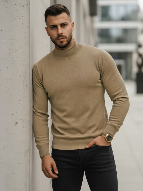 Sweter męski półgolf camelowy OZONEE V/V24503