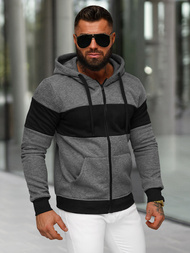 Bluza męska z kapturem rozpinana grafitowa OZONEE JS/8B1337/5