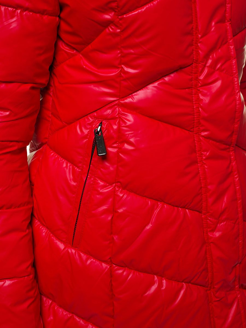 Kurtka zimowa damska parka z futerkiem czerwona OZONEE O/DK026/4