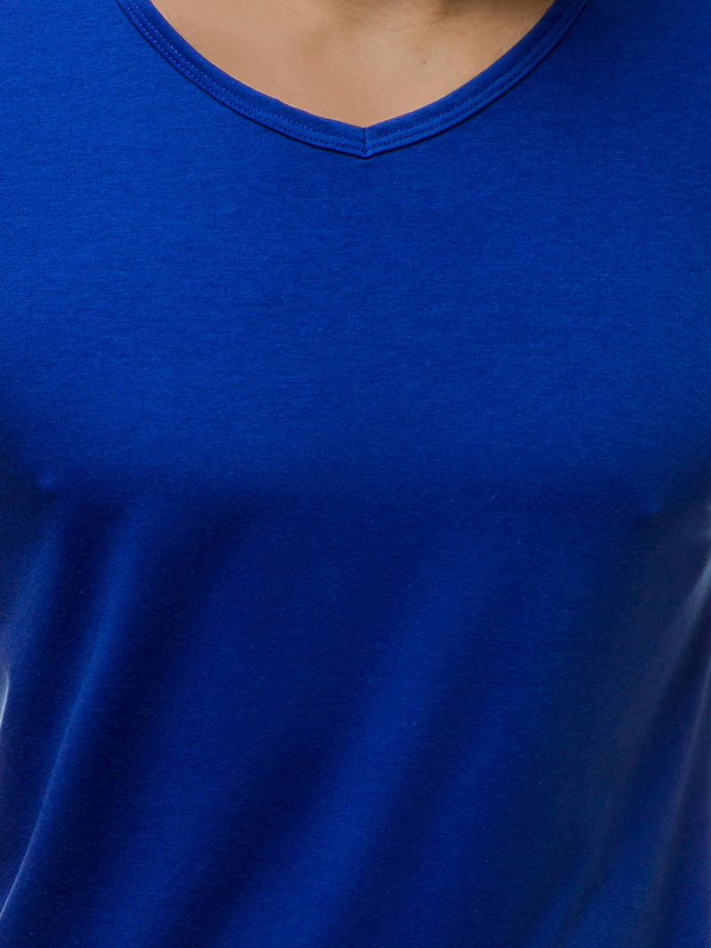 T-Shirt męski bez nadruku kobaltowy OZONEE JS/712007