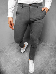 Spodnie męskie chino materiałowe grafitowe OZONEE DJ/5535