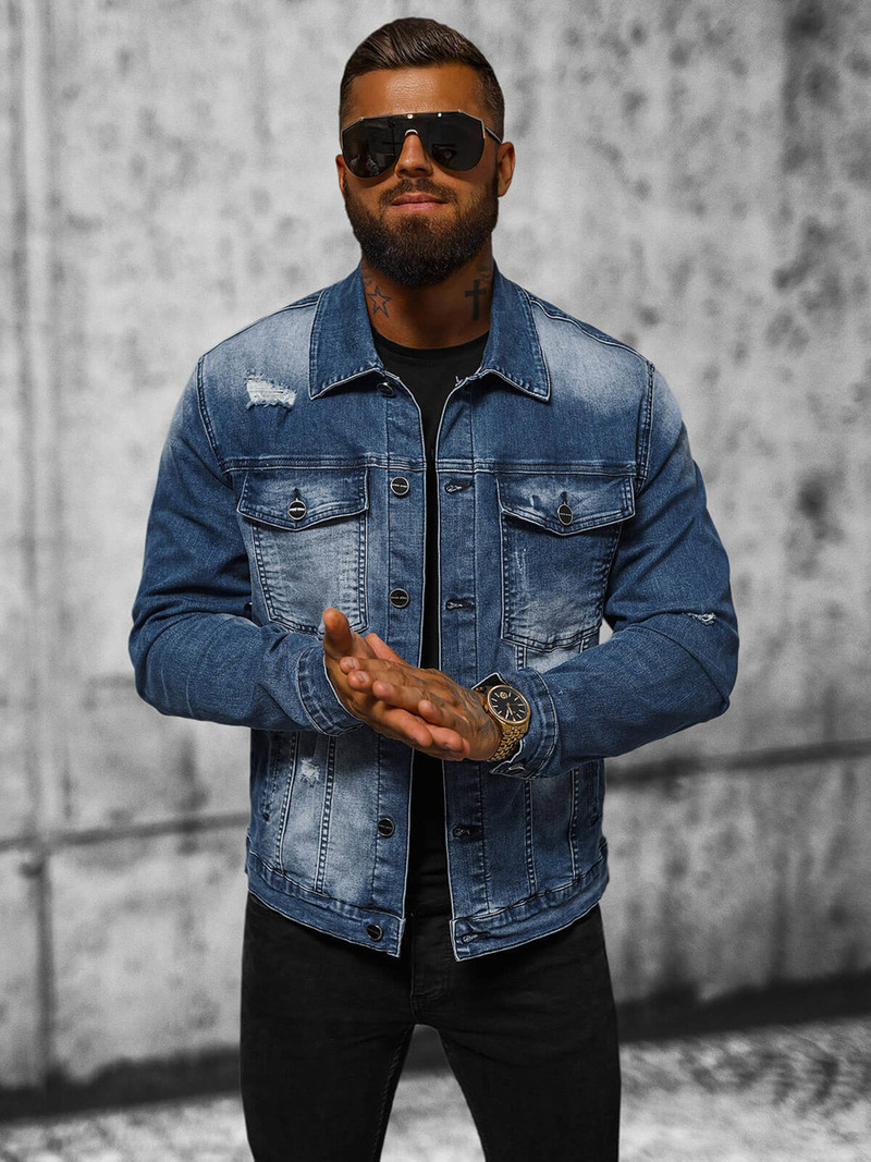 Чоловіча джинсова куртка Синя OZONEE NB/MJ506BZ