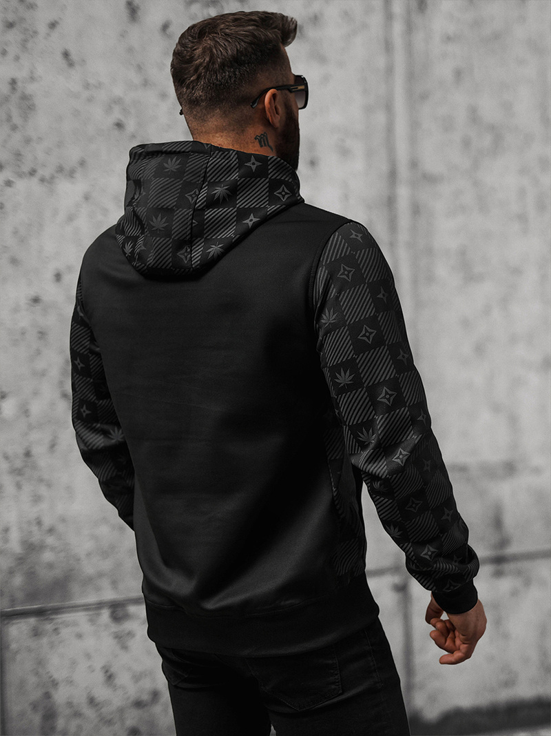 Bluza z kapturem męska czarna OZONEE O/B265