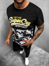 T-Shirt męski z nadrukiem czarny OZONEE JS/KS1981Z