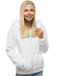 Bluza damska rozpinana z kapturem biała OZONEE JS/HH007/45