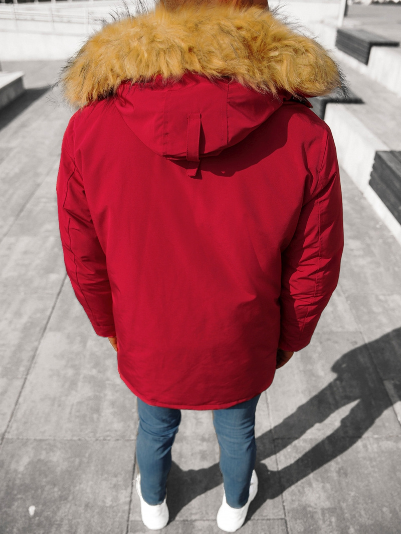 Kurtka zimowa męska parka z futerkiem bordowa OZONEE JB/JP1173/7Z