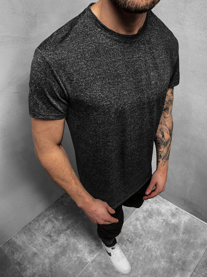 T-Shirt męski ciemno-grafitowy OZONEE JS/S01Z
