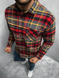 Koszula męska w kratę kolorowa OZONEE E/3900/13