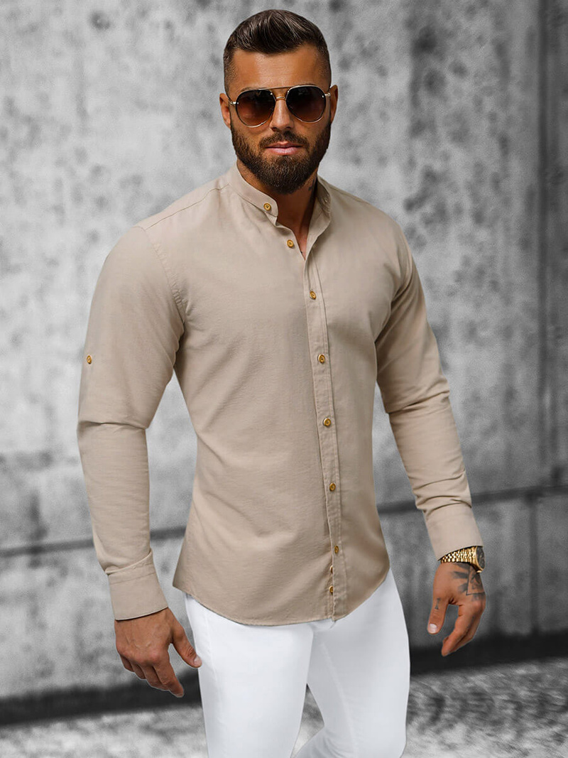 Класична сорочка чоловіча Яскраво-Бежева OZONEE O/V38