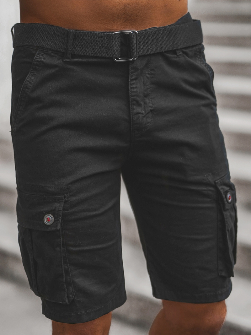 Spodenki męskie chino czarne OZONEE T/BB70012/1