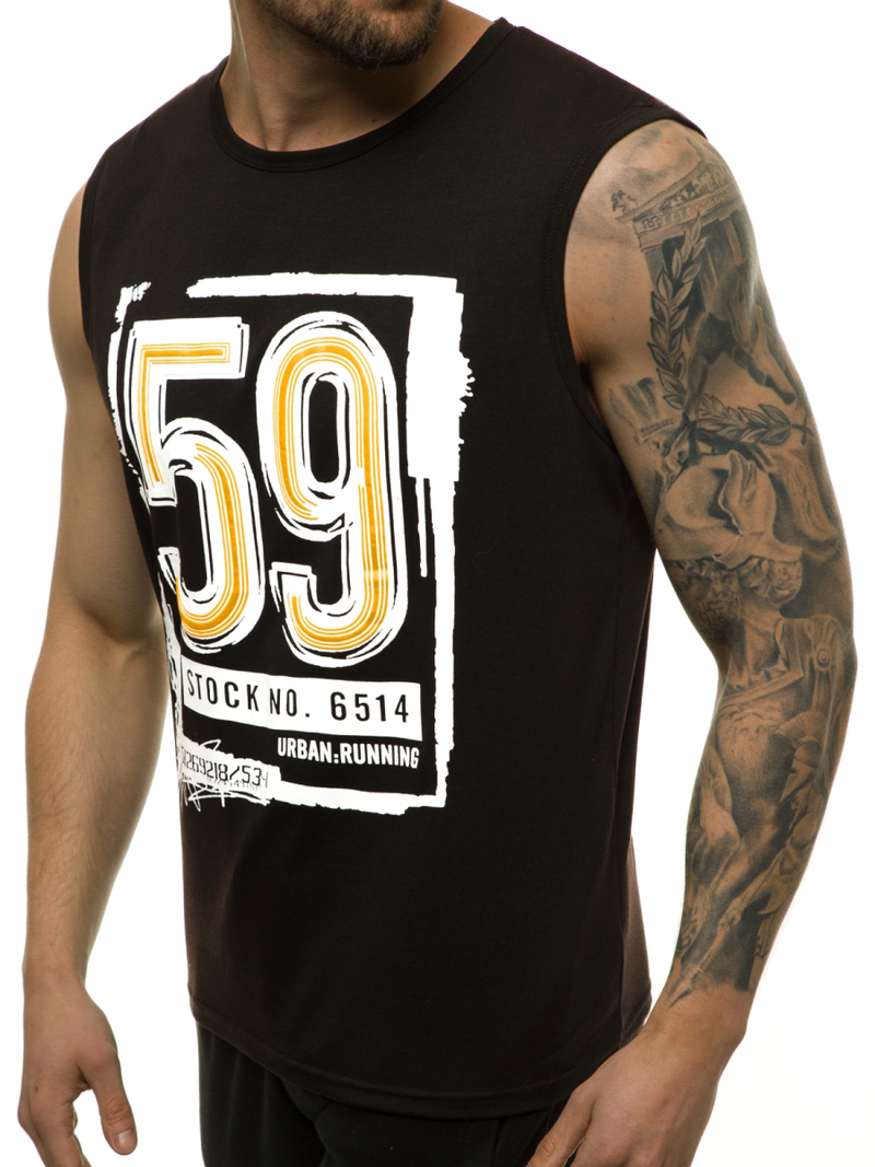 T-Shirt męski bez rękawów czarny OZONEE JS/KS2097