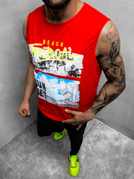 T-Shirt męski bez rękawów czerwony OZONEE JS/KS2073Z
