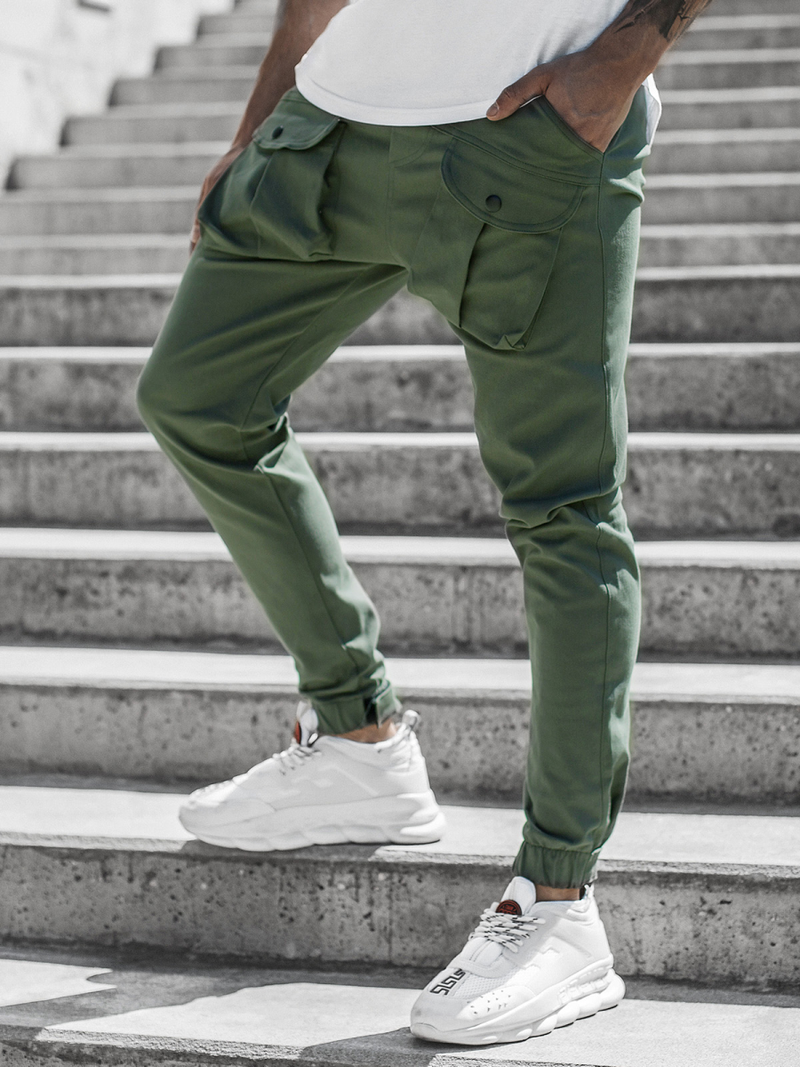 Spodnie męskie chino joggery khaki OZONEE G/11144