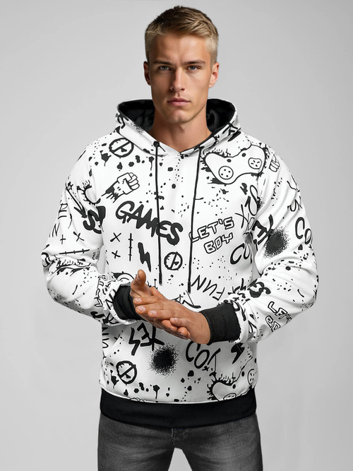 Bluza z kapturem męska biała OZONEE JS/8B1227/1Z